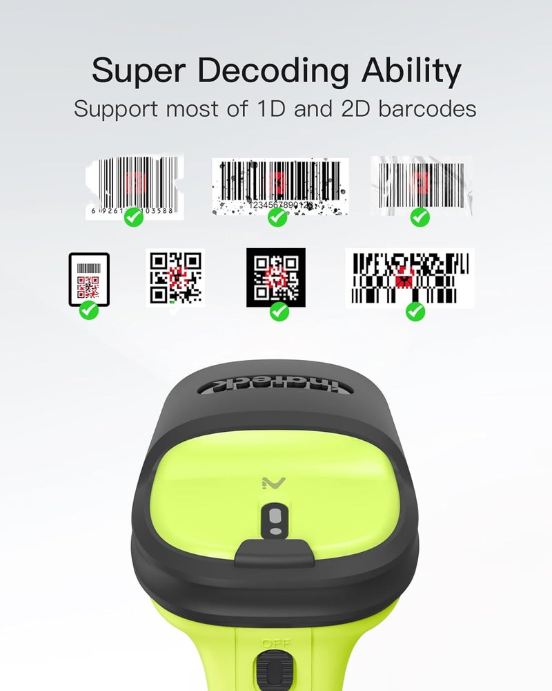 Inateck 2D Barcode Scanner, Wireless Bluetooth QR Code Scanner with AI APP & SDK, 180-Day Battery Life, Fast & Accurate Scanning, Compatible with iOS/Android/Windows - Image 2